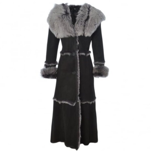 Leather Coat Fur Lined Etsy