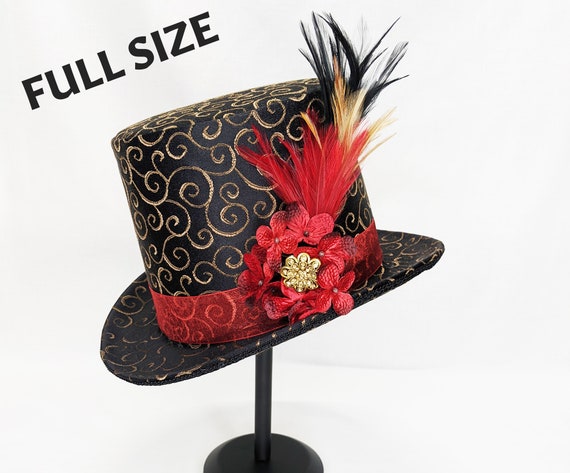 Red Embellished Full Size Top Hat 