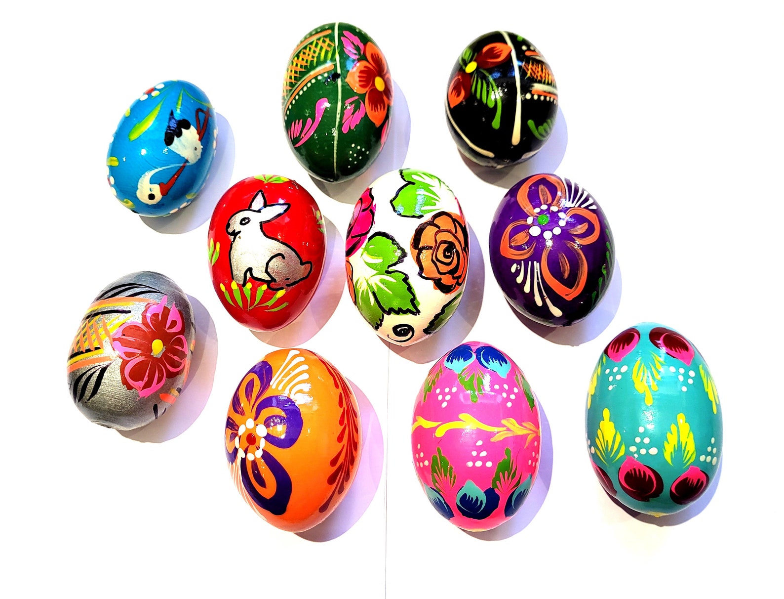 Hand Painted Wooden Easter Eggs Egg Decorations Choice Your Etsy UK