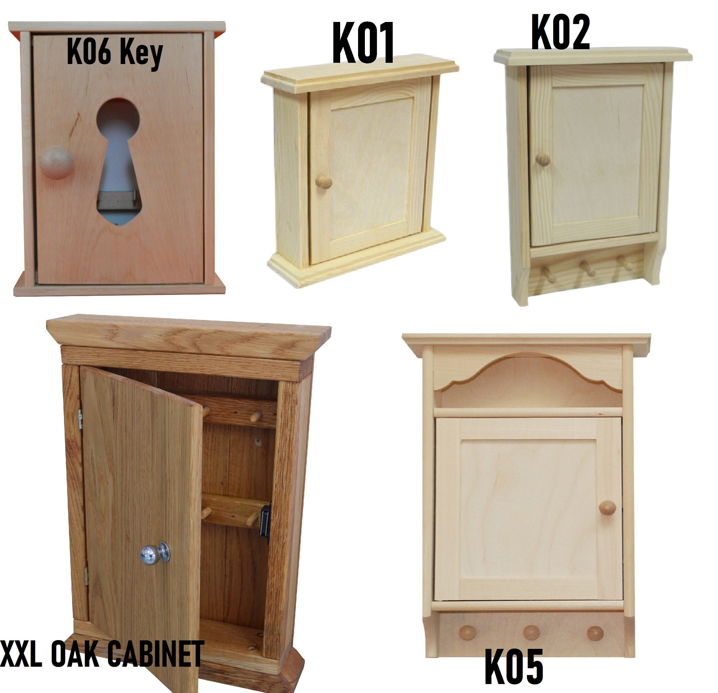 Wooden White House Key Box Cupboard Rustic Heart Shabby Vintage Storage 5 Hooks 