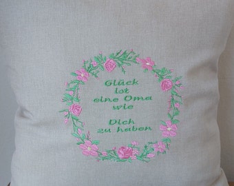 Kissen bestickt, Geschenk Oma