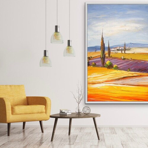 Countryside landscape Art Original Oversized Abstract Modern Large Knife Palette Floral Painting Hand Painted Thick shops Texture Modern Wall Art