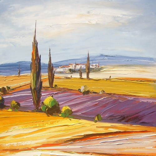 Countryside landscape Art Original Oversized Abstract Modern Large Knife Palette Floral Painting Hand Painted Thick shops Texture Modern Wall Art