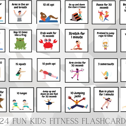 Kids Exercise Cards I Yoga for Kids I Active Kid Card Set - Etsy