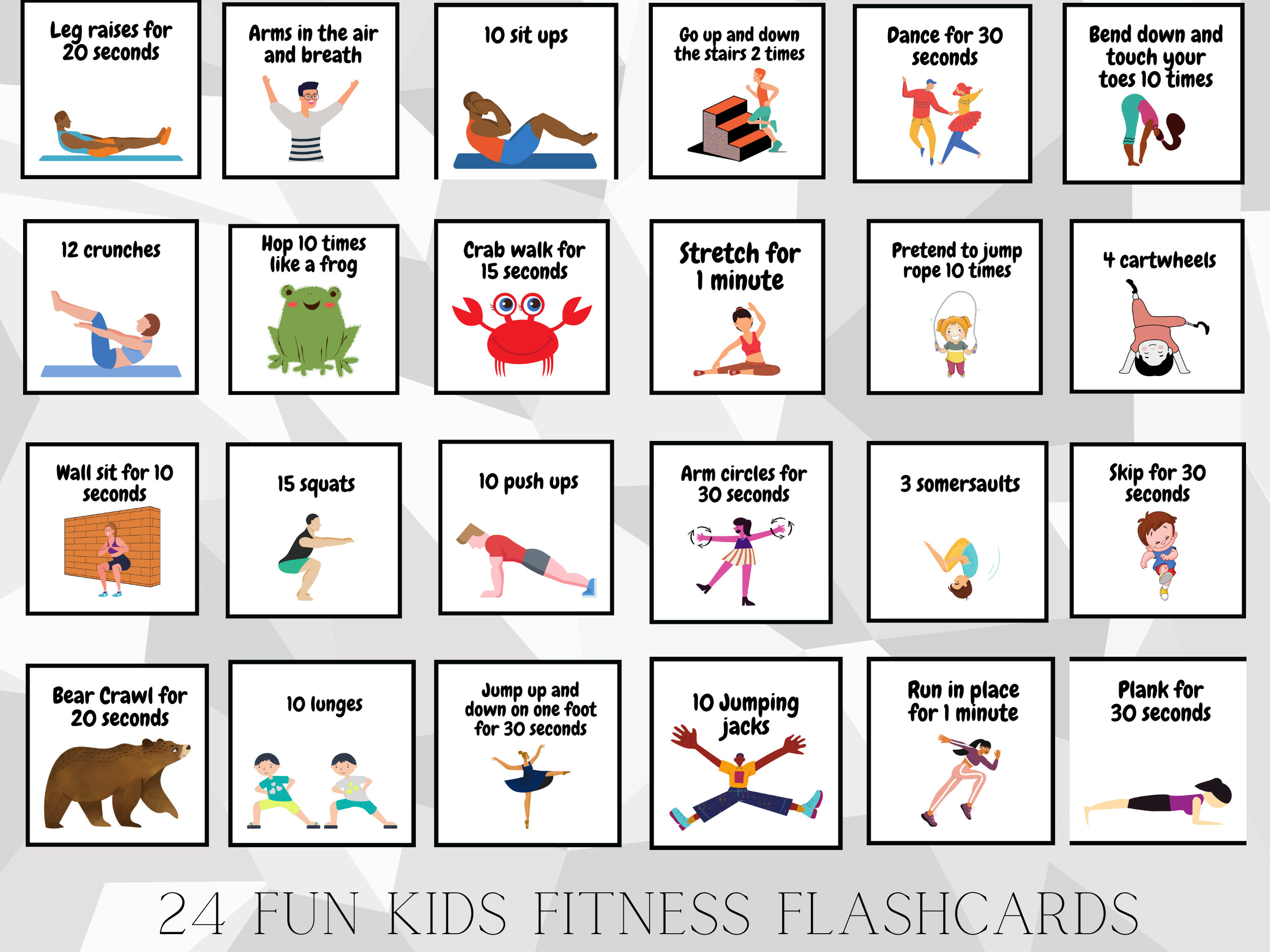Covelico Kids Exercise Cards, Kids Yoga Cards and Animal Action