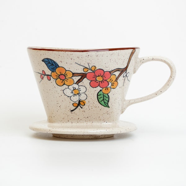 Handmade Ceramic Coffee Dripper: Floral Painted Pour Over