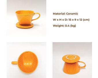 ハンドメイドの陶器製ドリップコーヒードリッパー：手描きの花柄