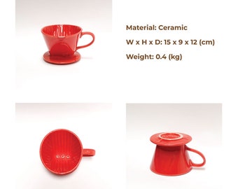 ハンドメイドの陶器製ドリップコーヒードリッパー：手描きの花柄