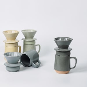 Ceramic Coffee Dripper | Coffee Pour Over Set | Modern Ceramic Coffee Dripper Set | Modern Handmade Coffee Pot, Gift for Coffee maker