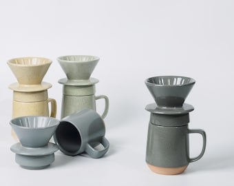 Handmade Ceramic Coffee Dripper Set: Modern Pour Over Coffee Pot