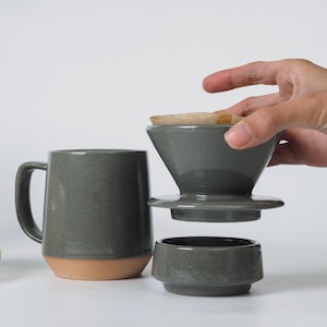 Ceramic Coffee Dripper | Coffee Pour Over Set | Modern Ceramic Coffee Dripper Set | Modern Handmade Coffee Pot, Gift for Coffee maker