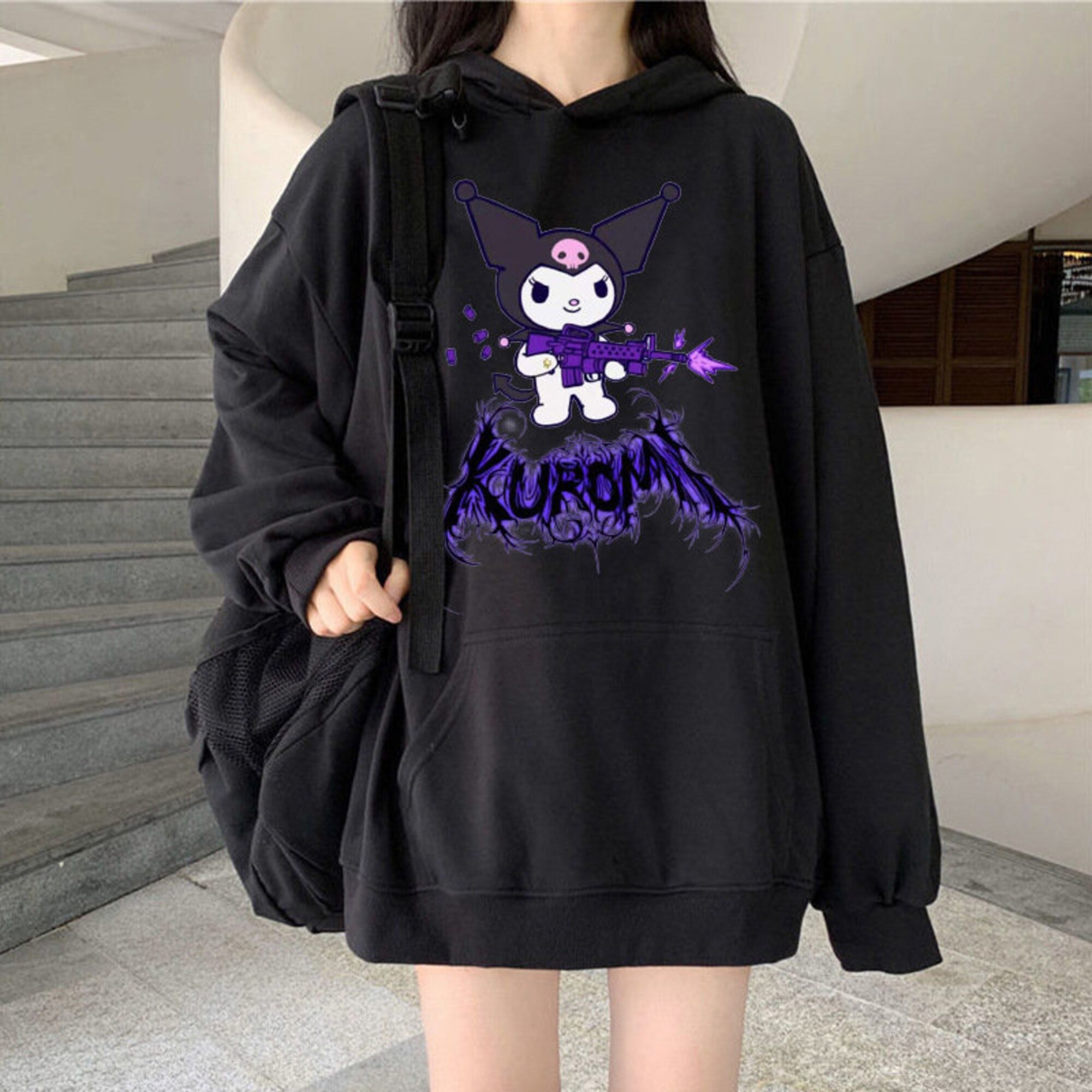 Cute Cartoon Kuromi Hoodie for Women Men, Kuromi Print Hoodie