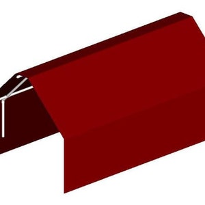 May include: A red metal carport canopy with a white metal frame. The canopy is designed to provide shelter from the elements.