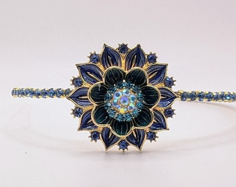 Jeweled Blaue Blumen-Stirnband