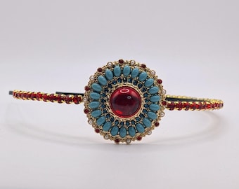 Türkis und Rot Jeweled Stirnband