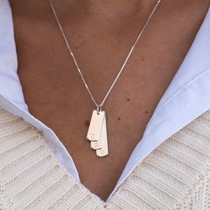 925 Collar vertical de nombre múltiple de plata esterlina Joyería personalizada de oro Joyería personalizada Regalo de collar de nombre personalizado para su collar minimalista