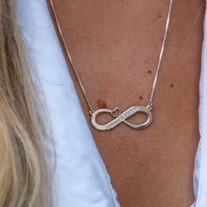 Sterling Silver Infinity Name Necklace: Personalized Heart Jewelry