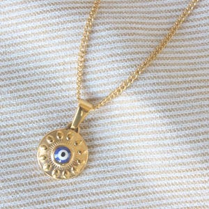 Gold Evil Eye Necklace: Stainless Steel Protection Charm