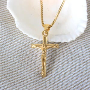 Kreuz Halskette mit Kruzifix Gold Frauen Männer Wasserdicht Minimalist Kreuz Anhänger Jesus Glaube katholischen christlichen Schmuck Taufe Geschenk