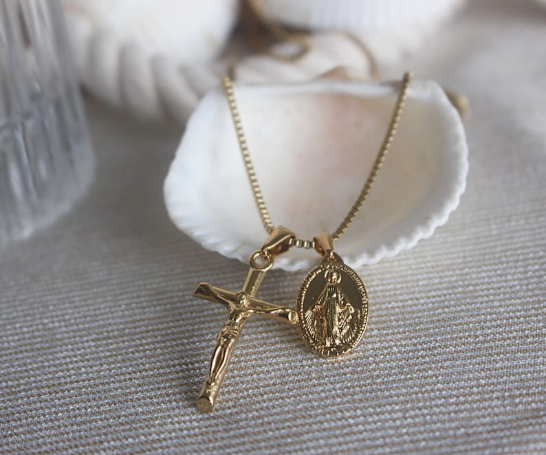 Miraculous Medal Virgin Mary Necklace - 925 Sterling Silver With Healing Crystal