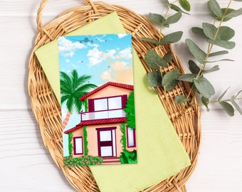 Dream villa and palm tree card / Original format 16x9cm