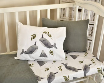 narwhal crib bedding