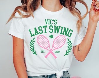Custom last swing tennis bachelorette shirts for bachelorette party - Last Swing before the ring custom tennis bachelorette party shirts
