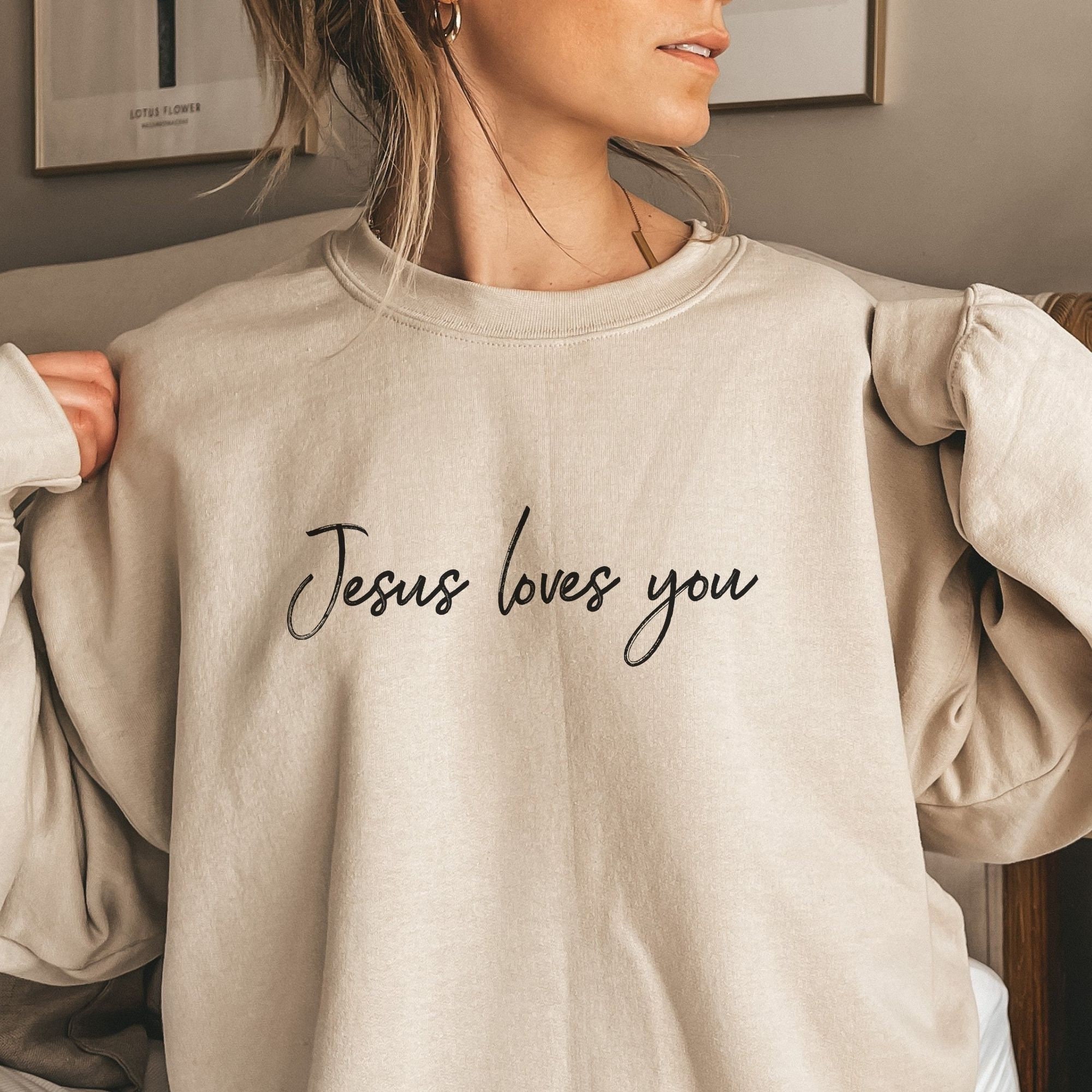 Jesus Loves You Crew Neck Sweatshirt Christian Sweatshirt - Etsy