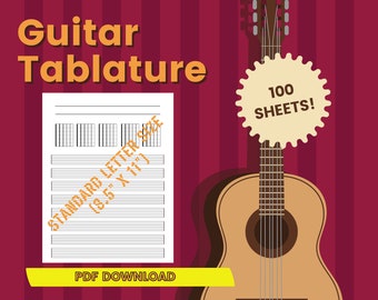 Blank Guitar Tabs 100 Sheets (PDF Download)