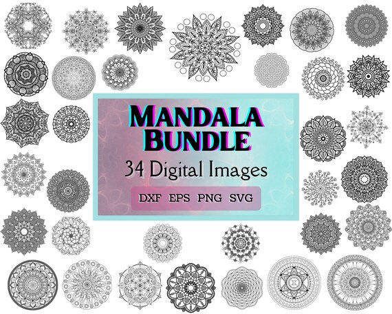 Mandala 34 Digital Image Bundle Svg Dxf Eps Png | Etsy