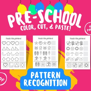 Printable Color, Cut, and Paste Activity ages 3-5 | PDF Download | Pattern Recognition | 10 Pages