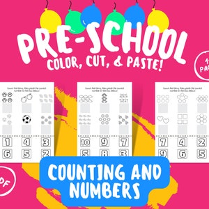 Printable Color, Cut, and Paste Activity ages 3-5 | PDF Download | Counting and Numbers | 11 Pages