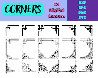 Corner Design Elements Digital Download | dxf eps png svg | 22 Images | Digital Image Bundle