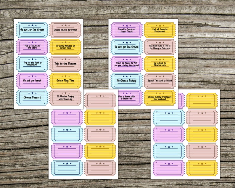 Reward Tickets Printable for Kids! | Reading, Chore Incentive | Blank ...
