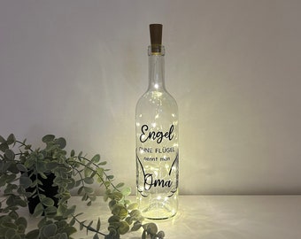 Leuchtflasche mit Spruch | Geschenk für die Oma | Flasche mit Lichterkette