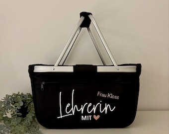 Einkaufskorb Lehrerin | Korb personalisiert | Geschenk für die Lehrerin | Lehrerin mit Herz | Abschiedsgeschenk | Geschenk Erzieherin