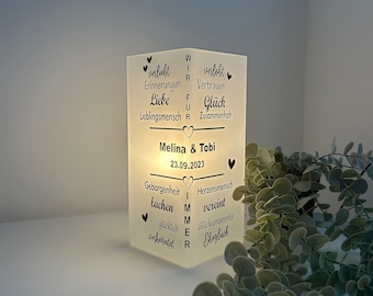 Hochzeitsgeschenk | Lampe zur Hochzeit | personalisierte Tischlampe