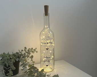 Leuchtflasche | Zur Hochzeit | personalisierte Flasche | Hochzeitsgeschenk