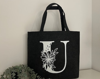 Filzshopper | Filztasche Blumen Monogramm | personalisierte Filztasche