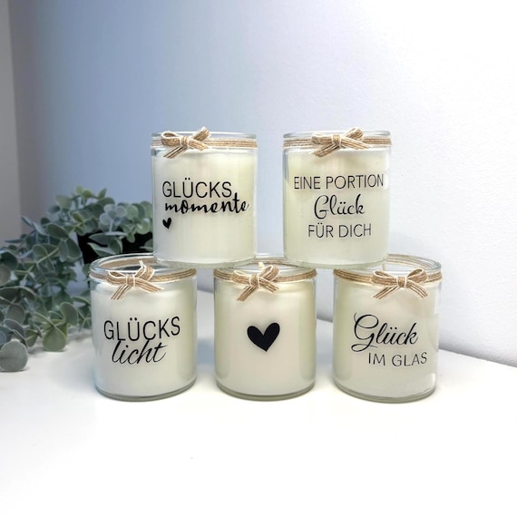 Glückskerzen | Kerze im Glas inkl. Geschenkbox | Glückslicht | Glück im Glas | Kerze duftneutral | kleines Mitbringsel