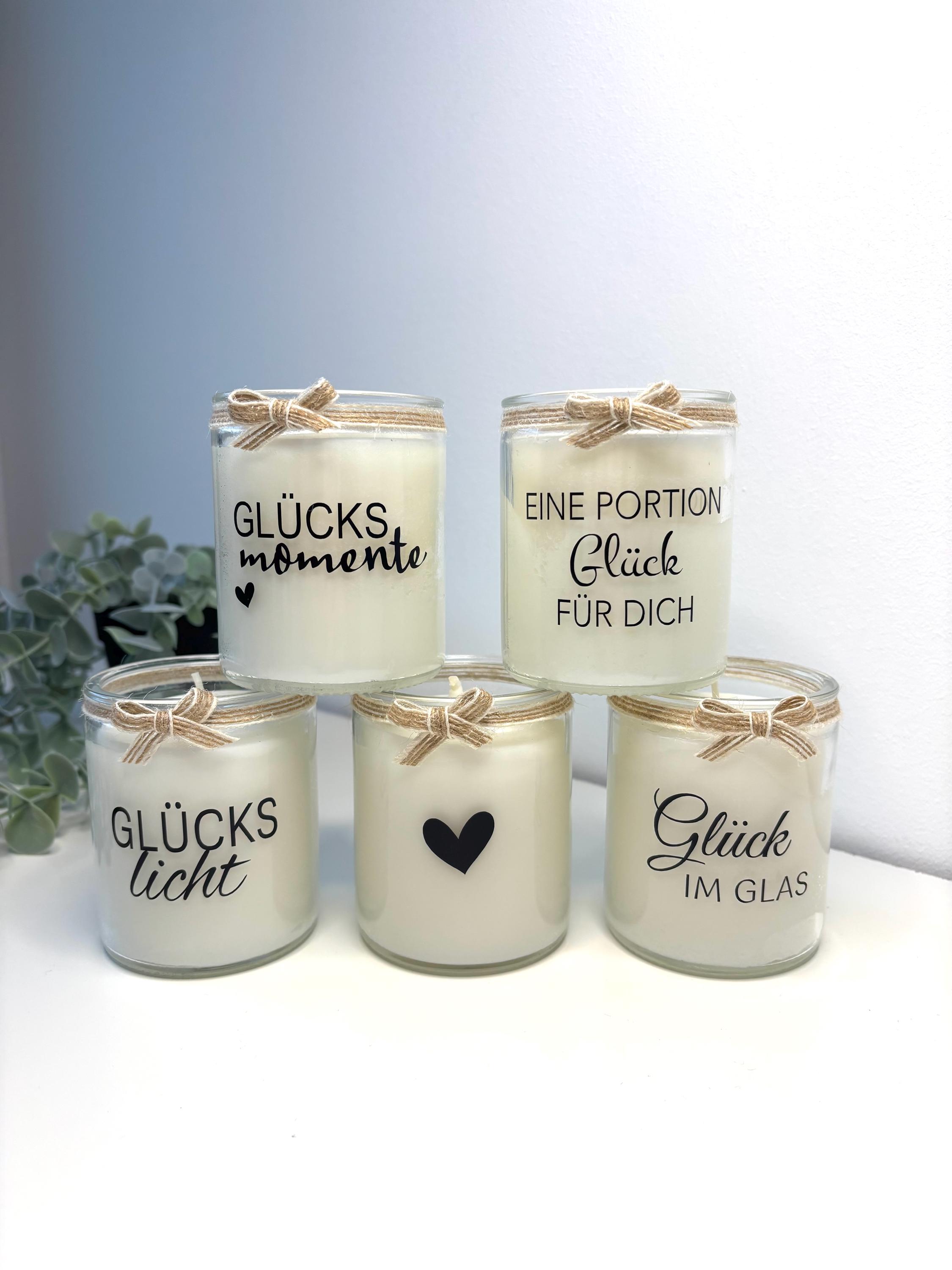 Glückskerzen | Kerze im Glas inkl. Geschenkbox | Glückslicht | Glück im Glas | Kerze duftneutral | kleines Mitbringsel