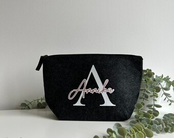 Cosmetic bag | personalized felt bag | Bag with name