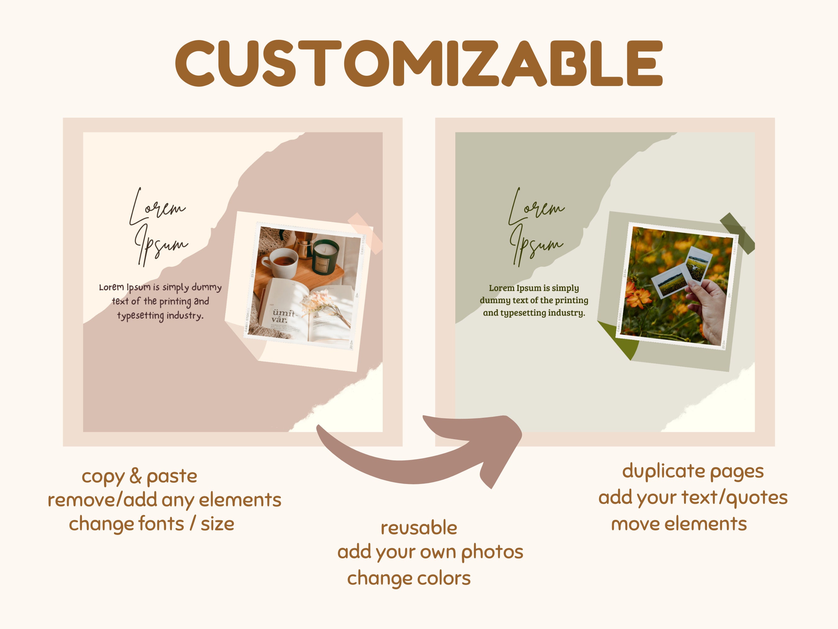 100 Earth Tone Instagram Canva Templates Bundle Instagram Templates ...