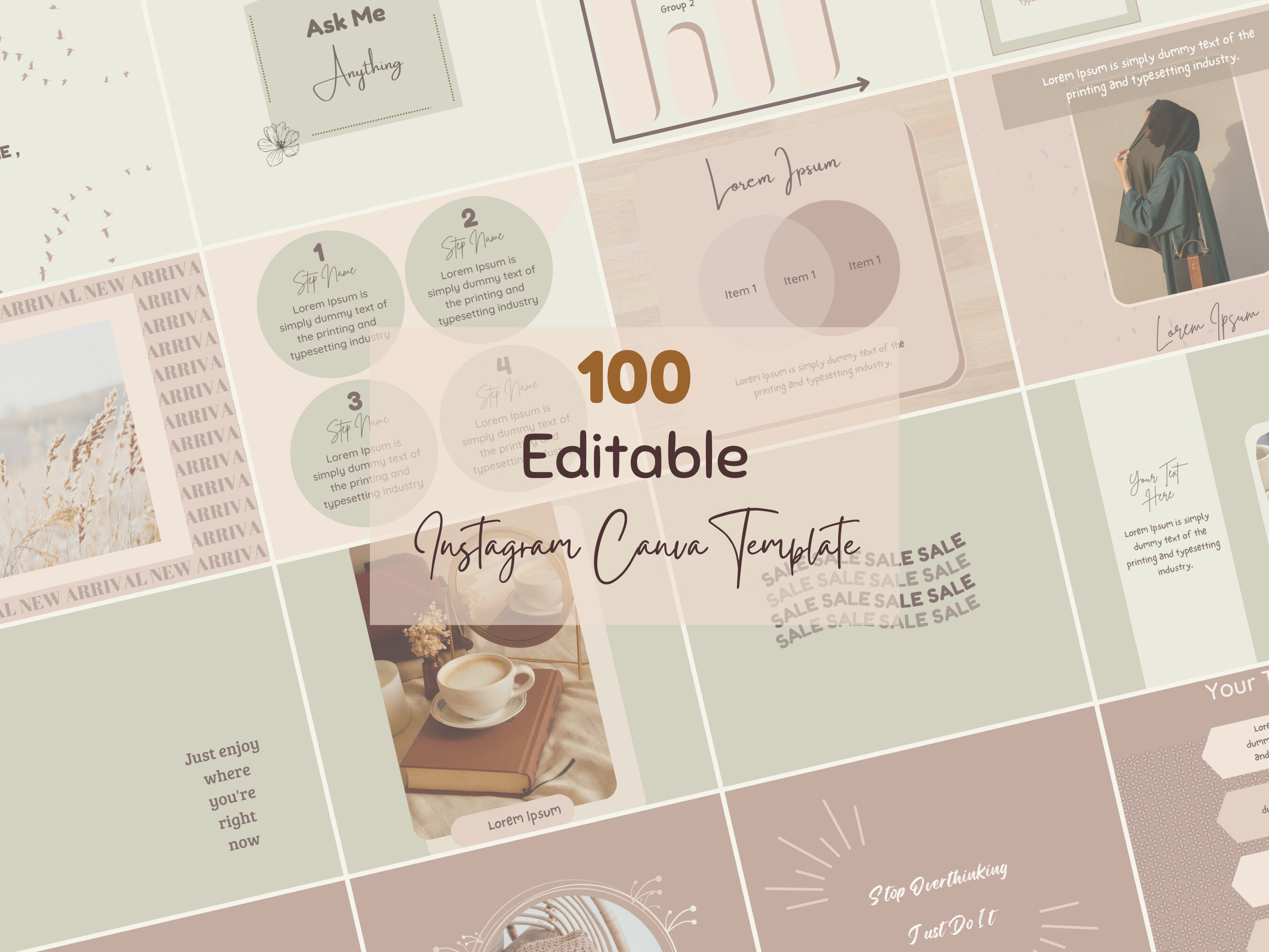 100 Earth Tone Instagram Canva Templates Bundle Instagram Templates ...