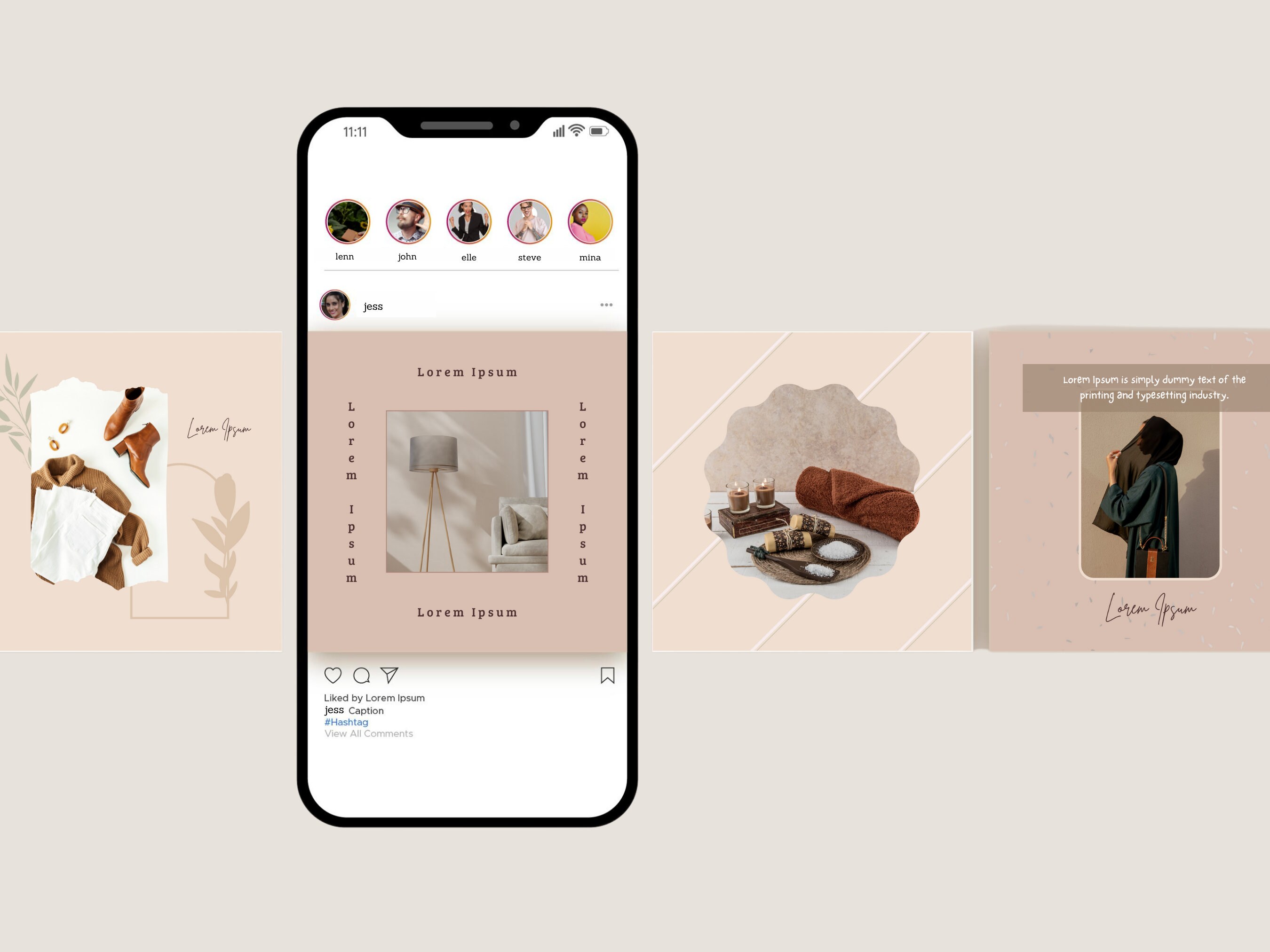 100 Earth Tone Instagram Canva Templates Bundle Instagram Templates ...
