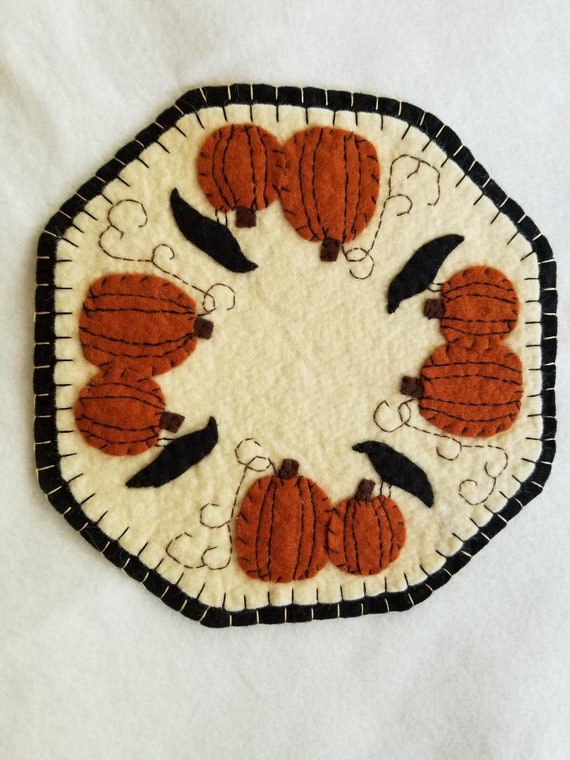PDF Printable PATTERN Primitive Candle Mat Pumpkin and Etsy