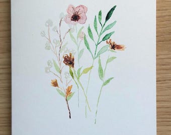 Biglietti di condoglianze - Illustrazione artistica ad acquerello realizzata a mano - Colibrì - Motivi floreali