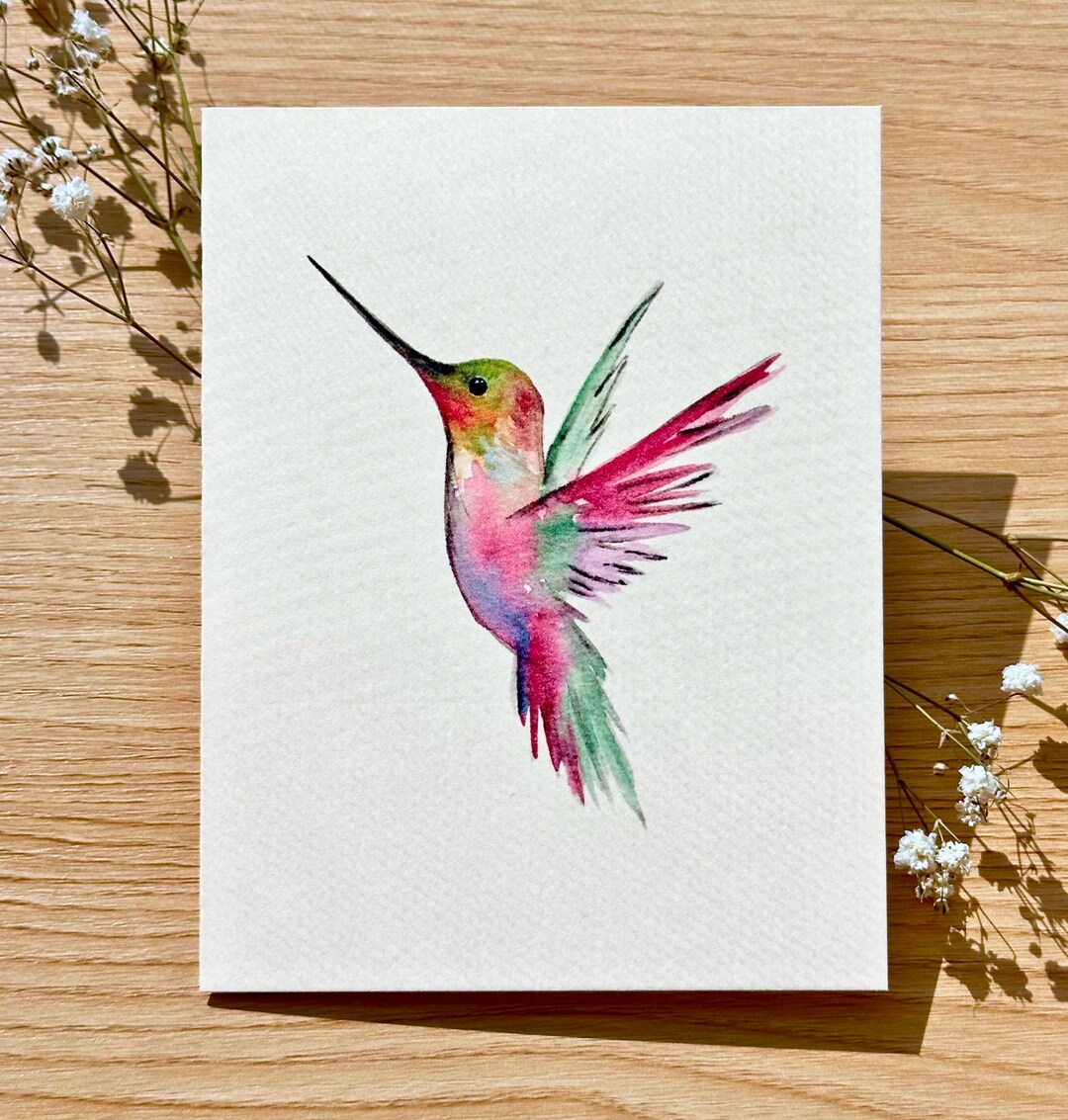 Watercolor Hummingbird Card: Blank Note Card, Birdwatcher Gift - Etsy