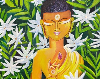Buddha Painting | Budhha Head | Vastu, Feng Shui Art | Zen Painting| Budhha Wall Art | Handmade Acrylic Painting | Spiritual Painting