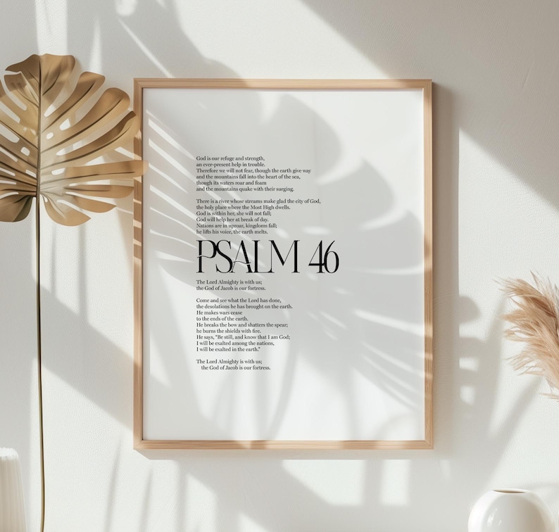 Psalm 46 Minimal Print - Printable A3, 16x20, 18x24 Inches - Bible ...